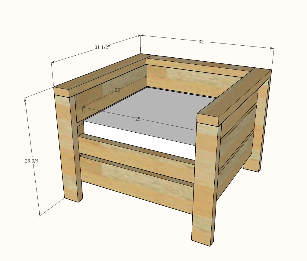 Modern Outdoor Chair from 2x4s and 2x6s Ana White